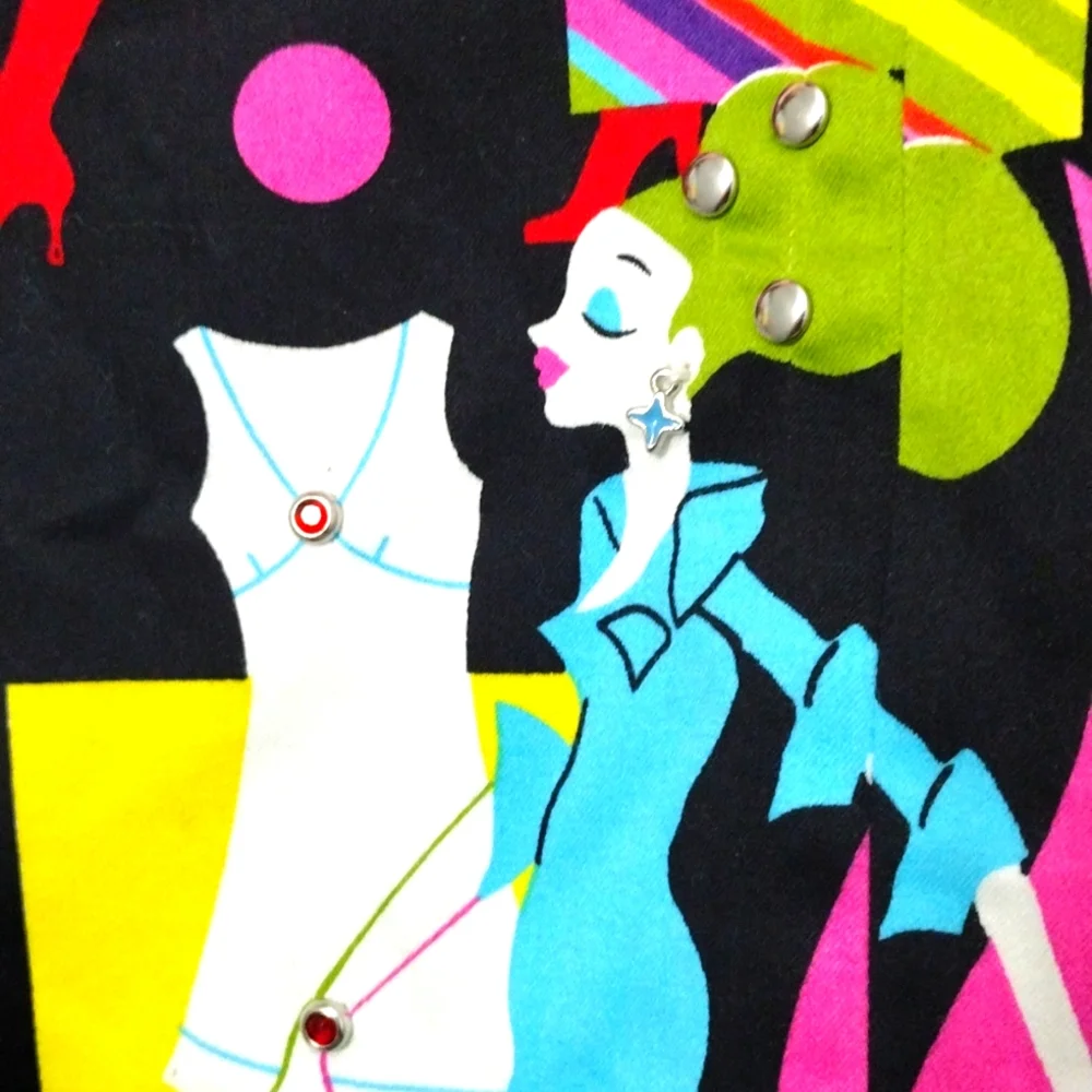 ANDREA VICCARO Cotton Stretch Multi-Colored Pencil Embellished Skirt Size 12 - Picture 5 of 9